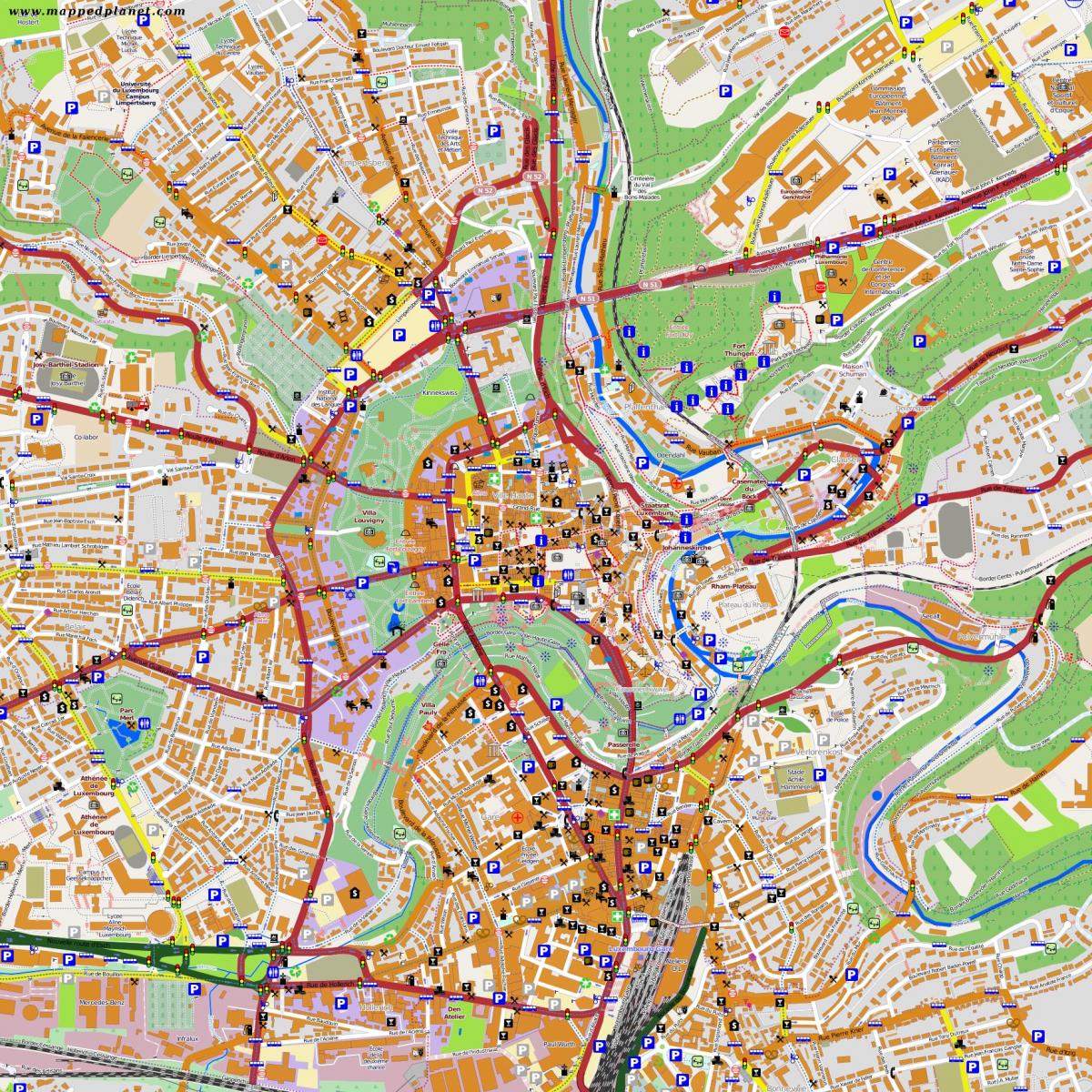 карта цэнтра горада Люксембург 