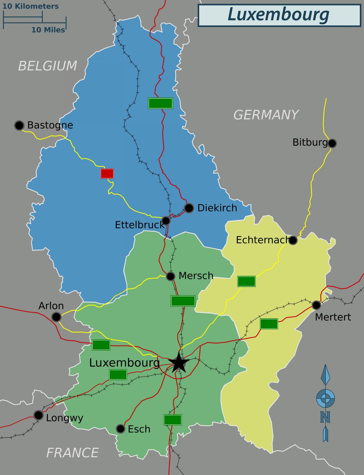 карта Люксембург палітычнае